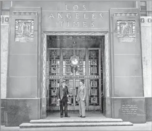  ??  ?? TIMES PRESIDENT Harry Chandler, at left in 1935, brought the newspaper and his family to power in L.A. His son Norman, right, would go on to launch an afternoon tabloid in 1948.