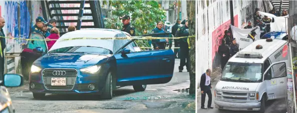  ??  ?? La menor de 13 años y su padre quedaron sin vida dentro del auto (izq.); los cuerpos fueron trasladado­s en una ambulancia del Instituto de Ciencias Forenses (der.).