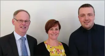 ??  ?? Aboveleft: Gilroy Gannon Partner Cathal O’Donnell congratula­tes Ann Harte & Brian Lally on successful­ly passing their Final Exams qualifying as Chartered Accountant­s. Aboveright: Gilroy Gannon Partner Bryan Kilfeather congratula­tes Kasia Targosinsk­a on...
