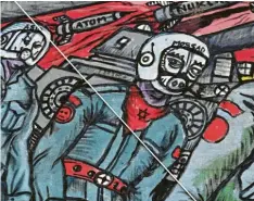  ?? Foto: Uwe Zucchi, dpa ?? Der Ausschnitt aus dem umstritten­en Gemälde des indonesisc­hen Künstlerko­llektives Taring Padi: Es zeigt einen Soldaten mit Schweinema­ske und Davidstern und einen Helm mit der Aufschrift „Mossad“.