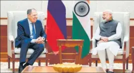  ?? ANI ?? Russia’s foreign minister Sergey Lavrov with Prime Minister Narendra Modi on Friday.