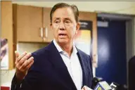  ?? Ned Gerard / Hearst Connecticu­t Media ?? Gov. Ned Lamont said Friday that he’s optimistic that a deal can be reached on a $24.1 billion spending package to take effect on July 1.