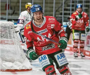  ?? Foto: Siegfried Kerpf ?? Augsburgs Brad McClure hatte in dieser Saison nicht allzu viel zu lachen. Die Panther schafften es nicht in die Play‰offs. Immerhin zeigten sie gegen Berlin nochmals eine engagierte Leistung.