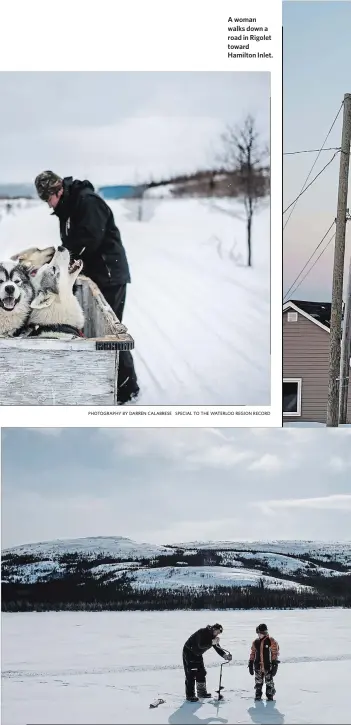  ?? PHOTOGRAPH­Y BY DARREN CALABRESE SPECIAL TO THE WATERLOO REGION RECORD ?? A woman walks down a road in Rigolet toward Hamilton Inlet.