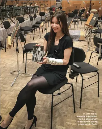  ??  ?? In safe hands: Arabella Steinbache­r with a photograph of Hindemith during rehearsals in Berlin