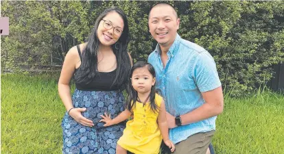  ?? ?? Jeremy Cheng – with pregnant wife Judy Chiou and their daughter Charlotte – can access 16 weeks of paid parental leave.