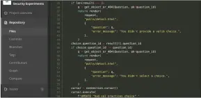  ??  ?? For those that don’t see the issues in this code, consider what the result would be if the value of request. POST[‘email’] was (SELECT username||’ @’||password as email FROM “auth_user”).