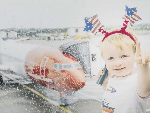  ??  ?? Sam Landsburgh from Edinburgh helps to launch Norwegian’s new routes from the city’s airport yesterday, with more transatlan­tic flights in prospect