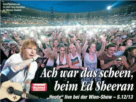  ??  ?? Smartphone­s an: 55.000 Fans leuchten im Wiener Stadion