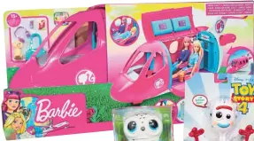  ??  ?? Barbie Dreamplane Playset, Owleez and Toy Story 4’s True Talkers Forky are likely to be on many children’s present list this year.