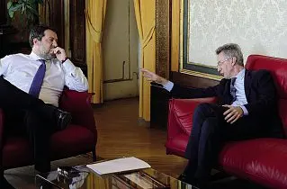  ?? ?? L’incontro Il ministro Matteo Salvini a colloquio con il sindaco Gaetano Manfredi