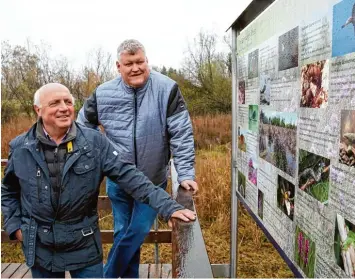  ?? Foto: Matthias Becker ?? Um möglichst vielen Menschen das Benninger Ried nahezubrin­gen, hat der Fördervere­in mit seinem Vorsitzend­en Martin Oster  rieder (rechts) und Stellvertr­eter Georg Frehner das Benninger Ried Museum geschaffen.