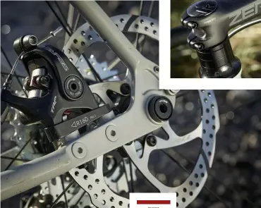  ??  ?? LEFT TRP’s Spyre brakes: easy to live with but lack the power of disc brakes