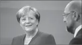  ??  ?? Merkel dhe Schulz gjatë debatit televiziv të së dielës