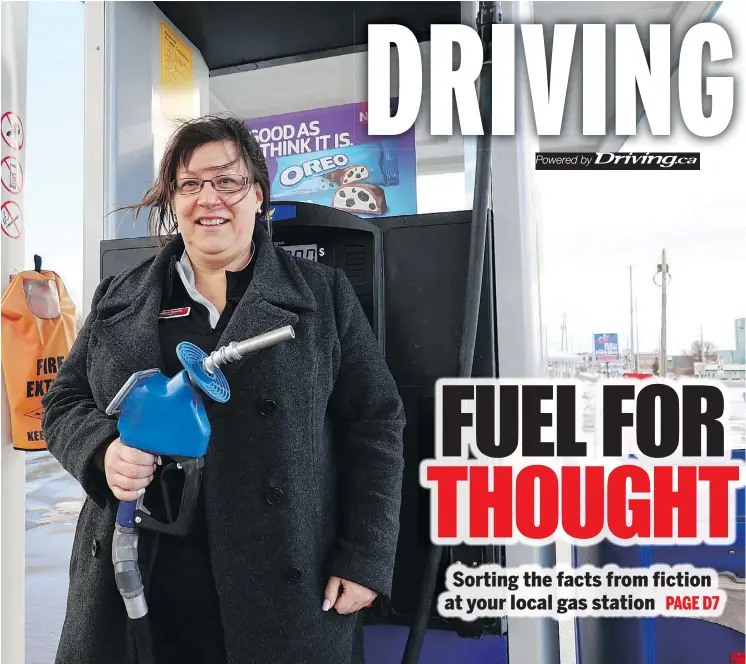  ?? — JIL MCINTOSH/DRIVING.CA ?? Elizabeth Manetta, who has worked at service stations for most of her life, says running a gas stop is no easy task and not as profitable as you may think.