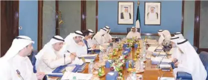  ??  ?? KUWAIT: Acting Prime Minister and Foreign Minister Sheikh Sabah Al-Khaled Al-Hamad Al-Sabah chairs the cabinet’s meeting yesterday. — KUNA