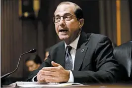  ?? JACQUELYN MARTIN/AP ?? HHS Secretary Alex Azar testifies Tuesday before a Senate panel that families will not be reunited as long as parents are in detention awaiting resolution of their asylum cases.