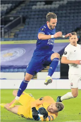  ?? GETTY IMAGES ?? LEAP OF FAITH: James Maddison and Zorya keeper Mykyta Shevchenko