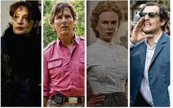  ??  ?? De gauche à droite : Jeanne Balibar dans « Barbara », Tom Cruise dans « Barry Seal », Nicole Kidman dans « Les Proies », Louis Garrel dans « Le Redoutable »