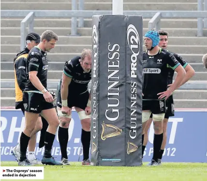  ??  ?? > The Ospreys’ season ended in dejection
