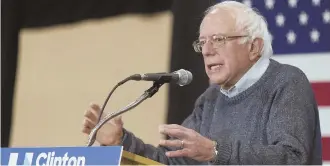  ?? AP PHOTO ?? FEELING THE SCORN: U.S. Sen. Bernie Sanders, seen in the Granite State yesterday, above, says the Bay State measure on charters would ‘hijack’ public education.