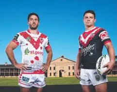  ??  ?? READY FOR BATTLE: Ben Hunt of the St George Illawarra Dragons and Cooper Cronk of the Sydney Roosters ahead of today’s clash.