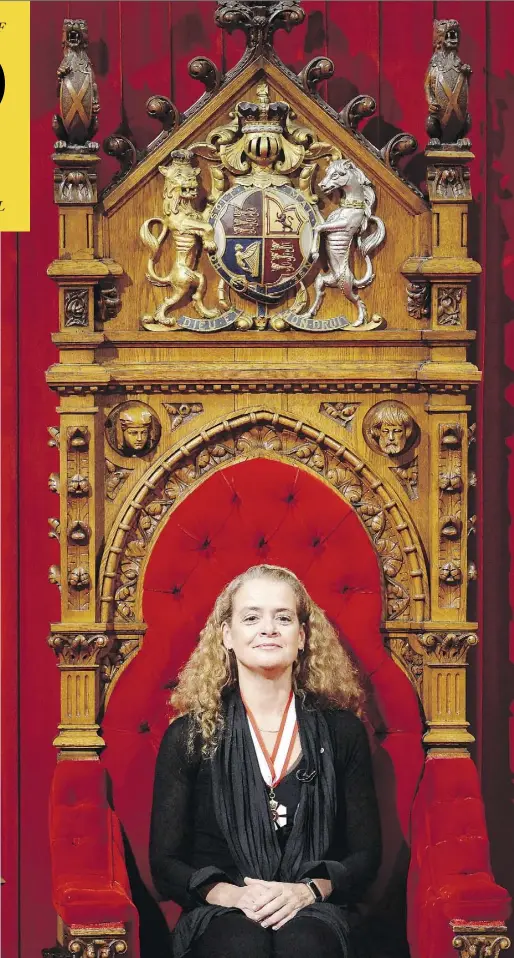  ?? ADRIAN WYLD / THE CANADIAN PRESS ?? Gov. Gen. Julie Payette during her installati­on ceremony in Ottawa on Oct. 2, 2017.