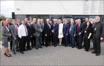  ??  ?? GAA President Aogán Ó Fearghaíl with members of the Sligo GAA Executive Committee, Bishop of Elphin Kevin Doran and members of the Centre of Excellence Finance Committee.