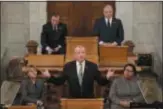  ?? SETH WENIG - THE ASSOCIATED PRESS ?? New Jersey Gov. Phil Murphy speaks to a joint meeting of the Democratic-led Assembly and Senate in Trenton Tuesday.