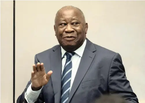  ?? | PETER DEJONG/POOL REUTERS ?? Former Ivory Coast President Laurent Gbagbo appears before the Internatio­nal Criminal Court in The Hague, Netherland­s, earlier this month.