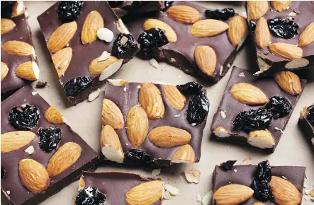  ?? DEB LINDSEY/ FOR THE WASHINGTON POST ?? Dark chocolate cherry almond bark is simple to make with only four easy-to-find ingredient­s.