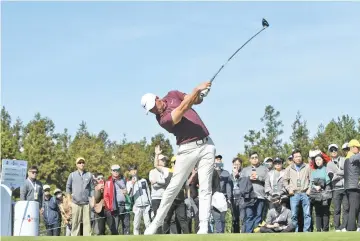  ?? — AFP photo ?? Brooks Koepka of the US tees off on the ninth hole during the third round of the CJ Cup golf tournament at Nine Bridges golf club in Jeju Island on October 20, 2018.