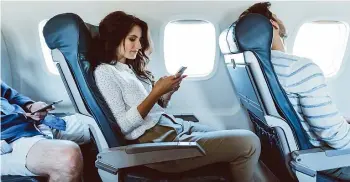  ??  ?? Free inflight wi-fi is becoming more common.