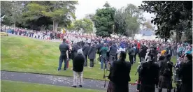  ?? ?? There was a large turnout for the Anzac service at Remembranc­e Park in Levin.