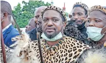  ?? African News Agency (ANA) | MOTSHWARI MOFOKENG ?? PRINCE Misuzulu Zulu leading the regiments at the Khangela Royal Palace at the memorial service after the burial of Queen Regent Shiyiwe Mantfombi Dlamini. The prince was named in the monarch’s will as the new Zulu king.