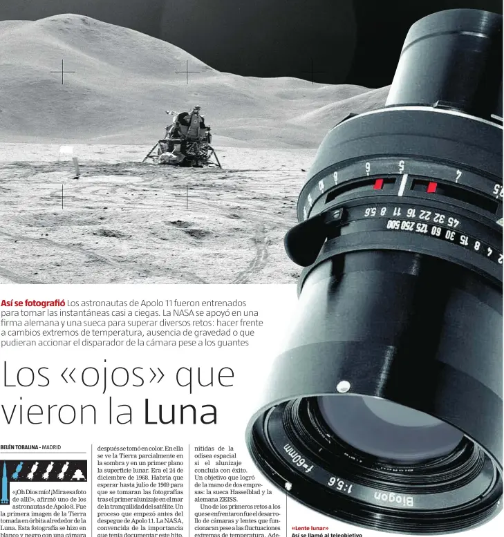  ?? NASA ?? «Lente lunar»
Así se llamó al teleobjeti­vo Biogon 5.6/60 que desarrolló en tiempo récord la compañía ZEISS