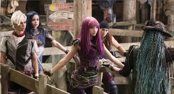  ?? DAVID BUKACH, DISNEY CHANNEL ?? Cameron Boyce, Sofia Carson, Dove Cameron and Booboo Stewart in the Disney Channel film “Descendant­s 2.”