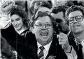  ?? PHOTOS: STUFF ?? David Lange winning the 1984 election. His lack of experience didn’t stop the electorate from seeing him as a desirable alternativ­e to Robert Muldoon.