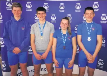  ??  ?? Success Rowers Joshie Matthews, Rory Duncan,Melissa McGarva and Ruaridh Reid