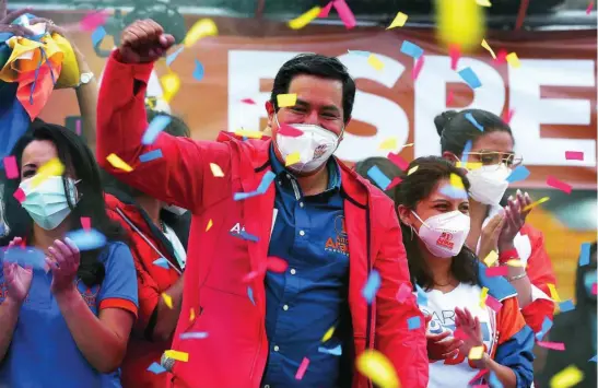  ?? EFE ?? Andrés Arauz, el candidato del ex presidente Rafael Correa, en el mitin de cierre de la campaña electoral