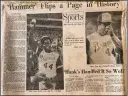  ?? DAVID WELLHAM/AJC ?? This is a portion of the front page of the Atlanta Constituti­on sports section on April 9, 1974, the day after Hank Aaron hit his 715th homer.