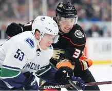  ?? GETTY IMAGES ?? Nick Ritchie, right, signed a three-year deal with the Anaheim Ducks after sitting out the first seven games. He was in much the same situation as the Leafs’ William Nylander, who remains unsigned.