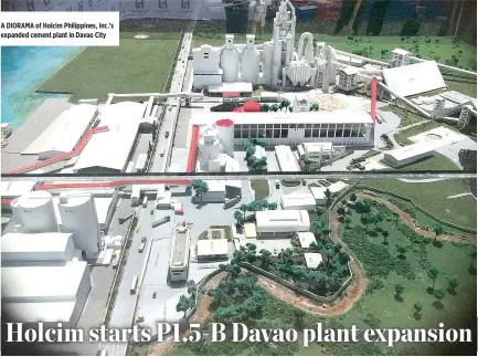  ??  ?? A DIORAMA of Holcim Philippine­s, Inc.’s expanded cement plant in Davao City