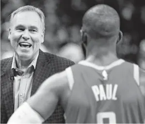  ?? Staff file photo ?? Despite his offseason contract drama with ownership, Rockets coach Mike D’Antoni must redirect his attention toward getting his two superstar guards on the same page.