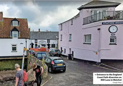  ?? Google Maps ?? Entrance to the England Coast Path diversion on Mill Lane in Watchet