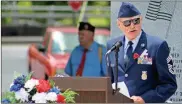  ?? Jeremy stewart ?? Air Force veteran Glenn Robinson speaks during the Memorial Day ceremony at Rockmart’s Veterans Memorial Park on Sunday, May 28.