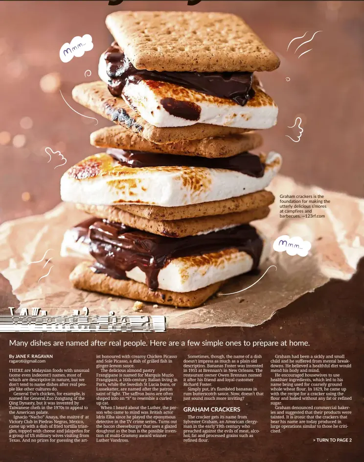  ??  ?? Graham crackers is the foundation for making the utterly delicious s’mores at campfires and barbecues. —123rf.com