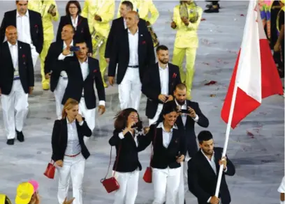  ??  ?? Malta’s contingent during yesterday’s march past at the famous Maracana Stadium in Rio