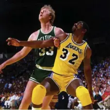  ?? ANDREW D. BERNSTEIN/GETTY IMAGES FILE PHOTO ?? Larry Bird’s Celtics and Magic Johnson’s Lakers launched a decade of memorable NBA playoff encounters in the 1984 final.