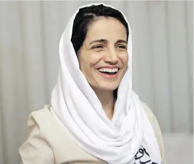  ?? BEHROUZ MEHRI / AFP / GETTY IMAGES FILES ?? Iranian lawyer Nasrin Sotoudeh — seen after being released in 2013 — represents both the ongoing struggle for women’s rights and the historical legacy of female activism in Iran Sen. Marilou McPhedran writes.